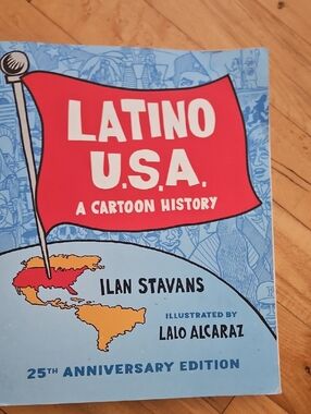 Latino U.S.A. A Cartoon History - Red & Light Blue Cover